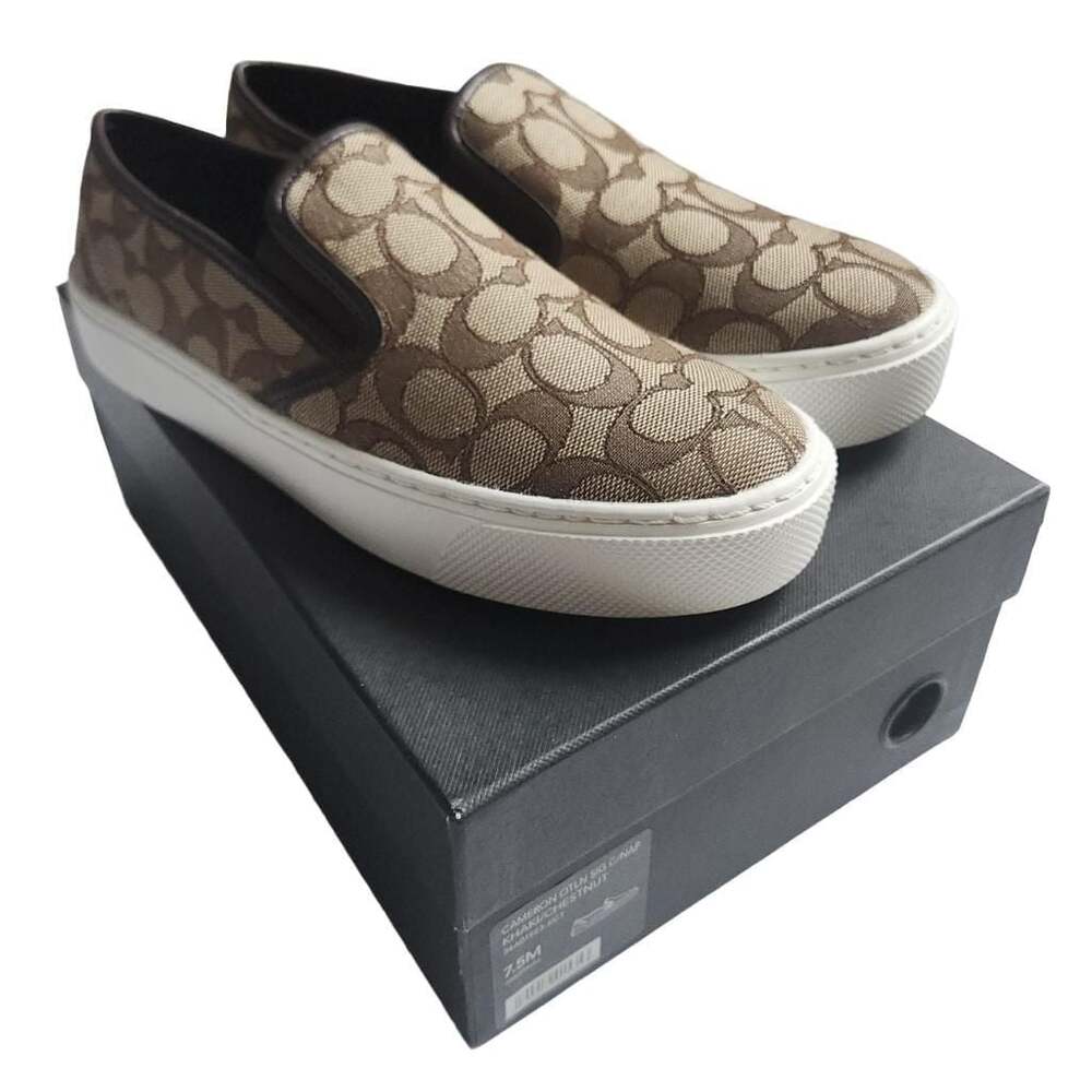 Coach Cameron Outline Signature C Slip-On Sneaker Khaki/Chestnut Size 7.5M